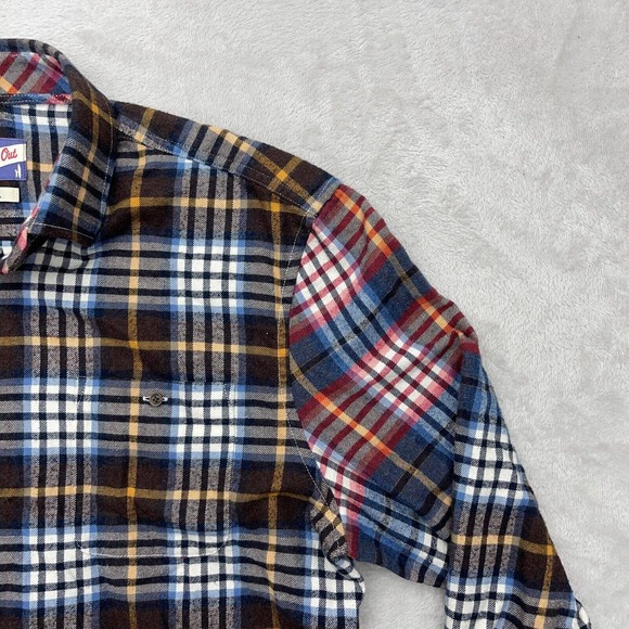 JONNIE-O Hangin Out Shirt Men's Medium Brown Black White Plaid Flannel Button Up - Picture 5 of 9